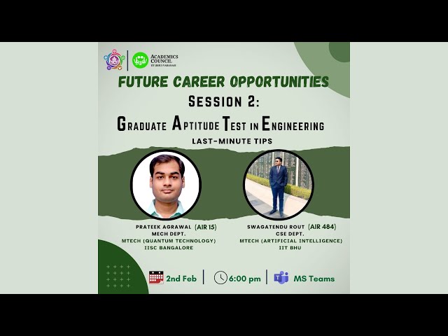 Future Career Opportunities - Session 2 : GATE Last Minute Tips | Academics Council | SCS