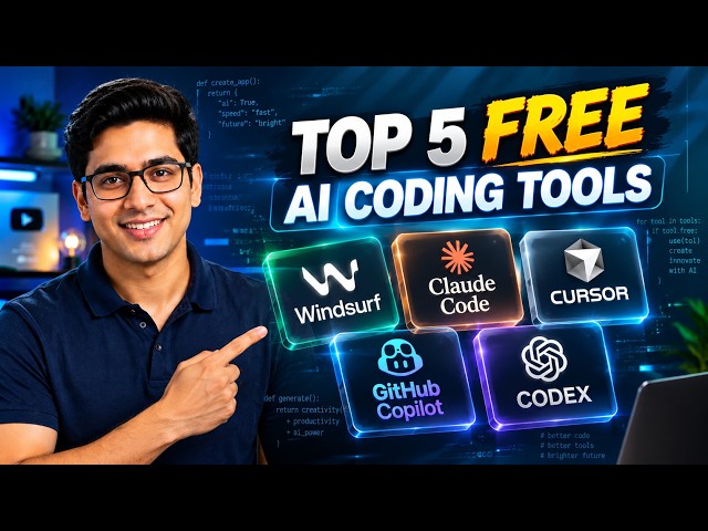 Top 5 FREE AI Coding Tools in 2026 🚀 | Windsurf, Claude Code, Cursor, GitHub Copilot & Codex