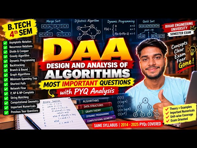 DAA Most Important Questions | B.Tech 4th Semester | BEU Semester Exam | PYQ Analysis