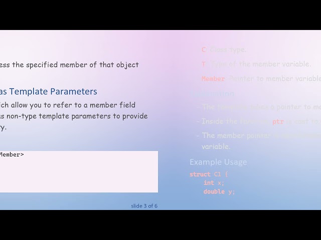 Accessing Object Member Pointers as Template Parameters in C+ +