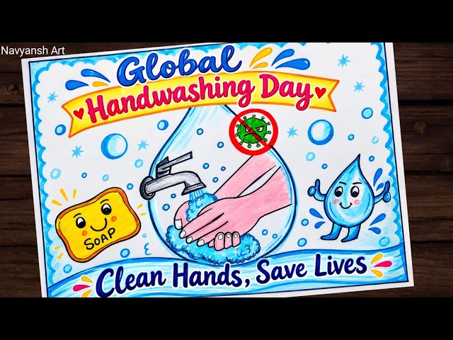 Global Handwashing Day drawing / Clean Hands Save Lives drawing / Handwashing Awareness Poster art