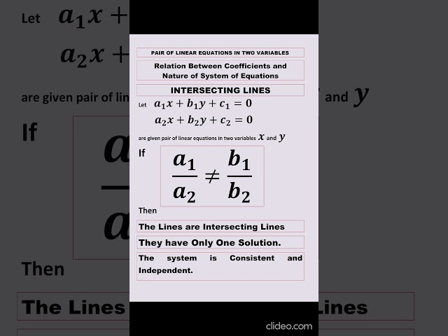 PAIR OF LINEAR EQUATIONS IN TWO VARIABLES