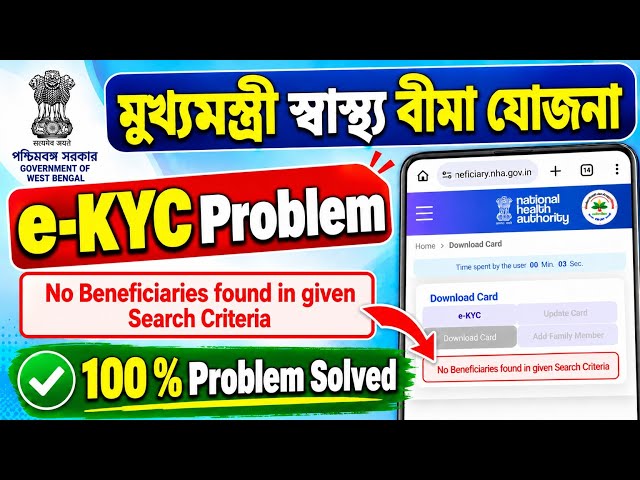 Mukhyamantri Swasthya Bima Yojana e-KYC No Beneficiaries found in given Search Criteria Problem