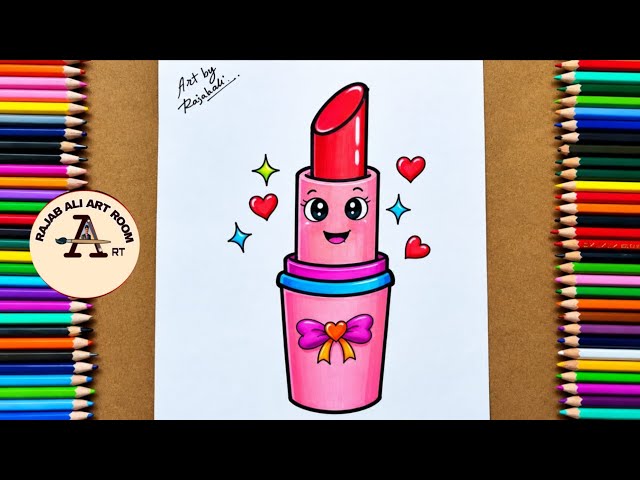 Cute Lipstick Drawing for Kids 💄 | Easy Step by Step Drawing | drawing tutorial 