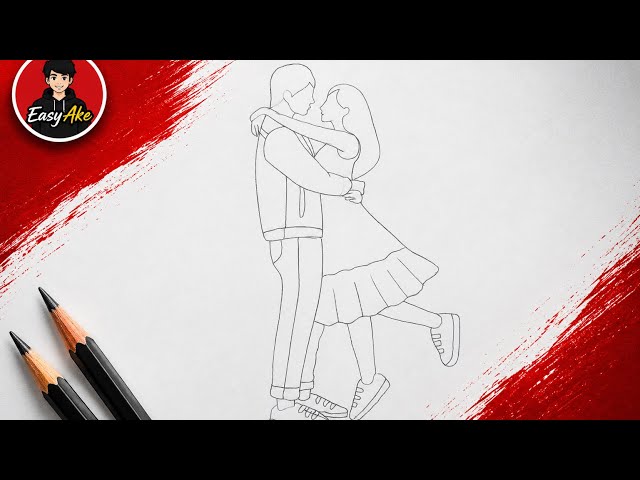 How to Draw a Romantic Couple Hugging ❤️ | Easy Pencil Drawing Step by Step | Easy Ake