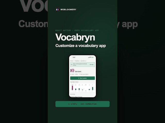 Customize a React Native Vocabulary App in 4 Steps | Vocabryn #Shorts