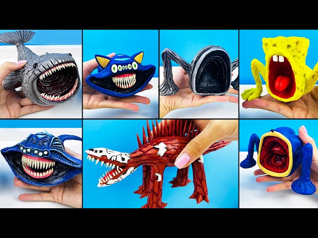 Making monsters with CLAY 🌊 Bloop & Sea Eater & El Gran Maja & Infected Sky & Shin Sonic & SpongeBob