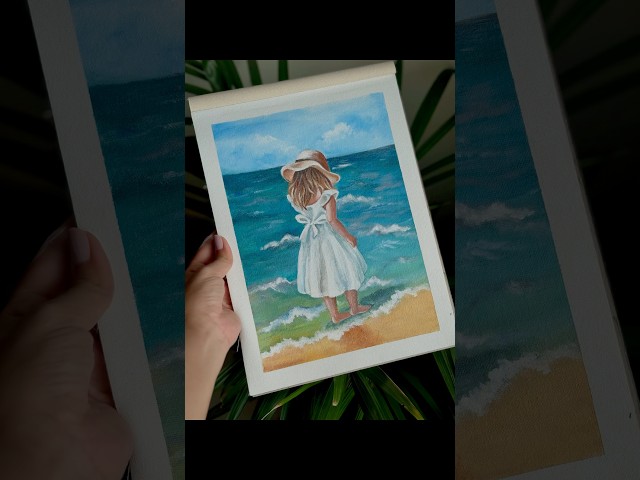 Acrylic Painting | Girl at the Beach | Soft & Dreamy Seaside Art