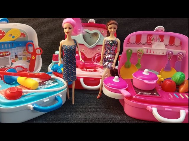 11 Minutes Satisfying with Unboxing Barbie Makeup & Kitchen & Doctor Toys Review | ASMR
