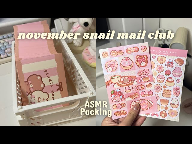 packing orders for my sticker shop 010 💌🎀 ASMR packing sounds, no talking, no music, nov mail club