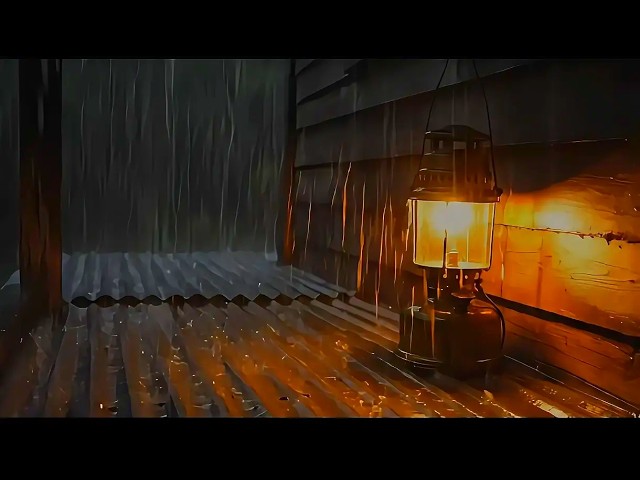 PHeavy Rain on Tin Roof with Warm Lantern Glow | Cozy Night Rain Sounds for Deep Sleep
