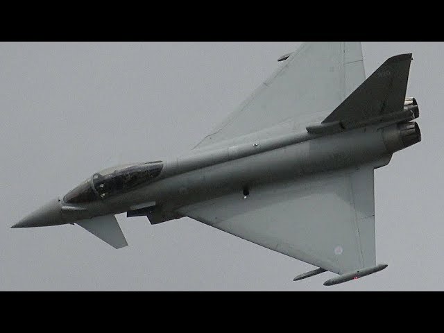 4Kᵁᴴᴰ Lieutenant Peterson, from 29(R) Sqn TYPHOON ZJ920  FGR4 based at RAF Coningsby at RIAT 2019.