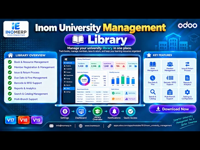 University Students Management in Odoo 19 | Student & Guardian Records | library