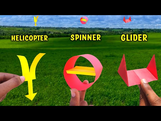 3 simple paper flying toy , how to make paper toy , best flying toy , paper helicopter