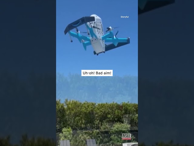 Amazon Delivery Drone Drops Package Into Swimming Pool #shorts