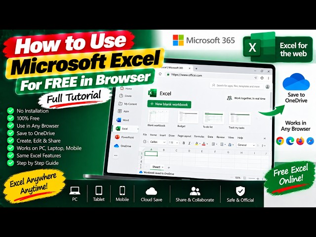 How to Use Microsoft Excel For FREE in Browser Full Tutorial