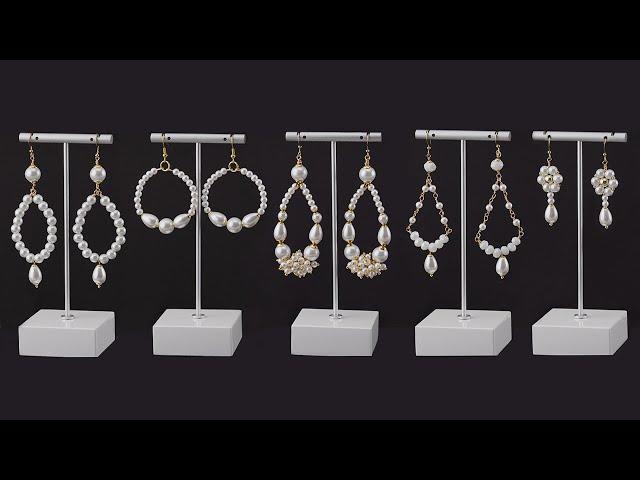 5 Easy Pearl & Crystal Earring Design | DIY Earrings Handmade Jewelry Making