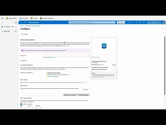 Creating Sql database in Microsoft azure