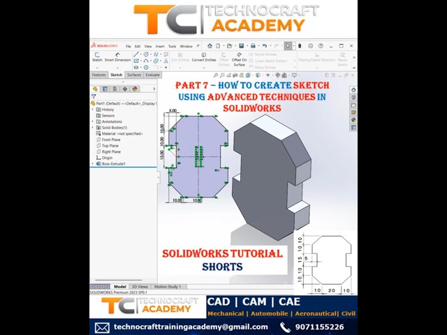 Part 7  - How to Create Sketch using Advanced Techniques in Solidworks #solidworks