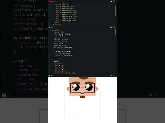 Drawing a big-headed cartoon character with HTML and CSS [CSS Art Short]