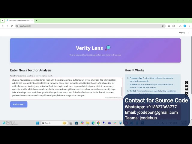AI-Based Fake News Detection Project Demo | Python, NLP, BERT, Machine Learning
