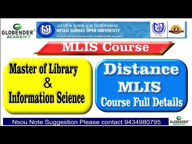 Nsou MLIS Course ||  MLIS Full Details || Master of Library and Information Science||Distance MLIS