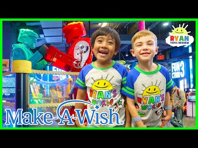 Ryan plays Indoor Games for kids with Elli at Dave and Busters | Make a Wish Edition!!