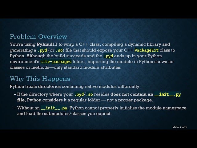 Troubleshooting Pybind11: Why Your Package Class Doesn't Appear in the Python Module
