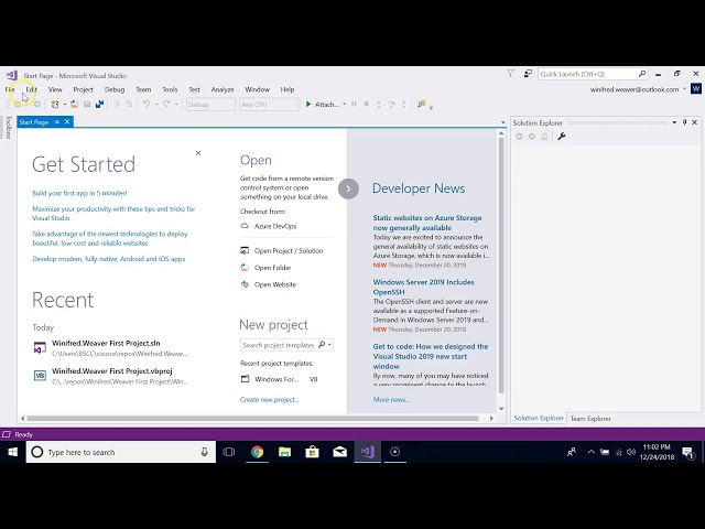 How to Save, Close & Open a Project in Visual Studio 2017