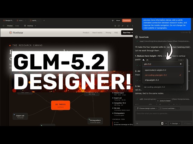 GLM-5.2 + OpenDesign: SOTA CHEAP DESIGN SYSTEM! This is AWESOME!
