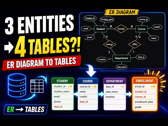 ER Diagram to Tables in DBMS 🔥 | Complete ER to Relational Schema Explained
