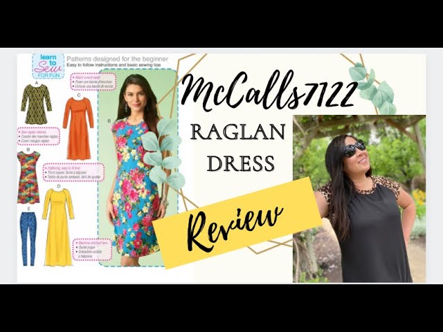 MCCALLS 7122 PATTERN REVIEW. THIS IS AN EASY RAGLAN KNIT DRESS  SEWING PATTERN REVIEW.