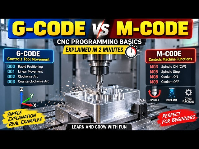 G Code & M Code in CNC Explained in 2 Minutes | CNC Programming Basics