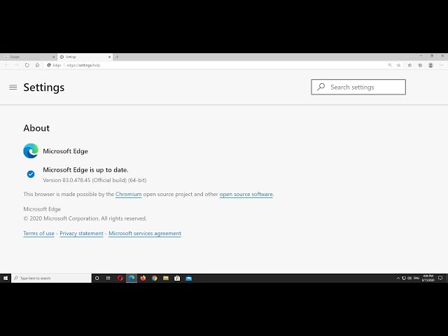 Check Microsoft Edge version