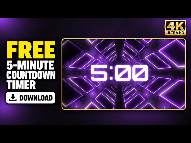 Free 4K 5-Minute Countdown Timer | Neon Tunnel Facet