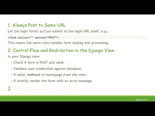 Fixing Login Form Action and Validation Flow in Django