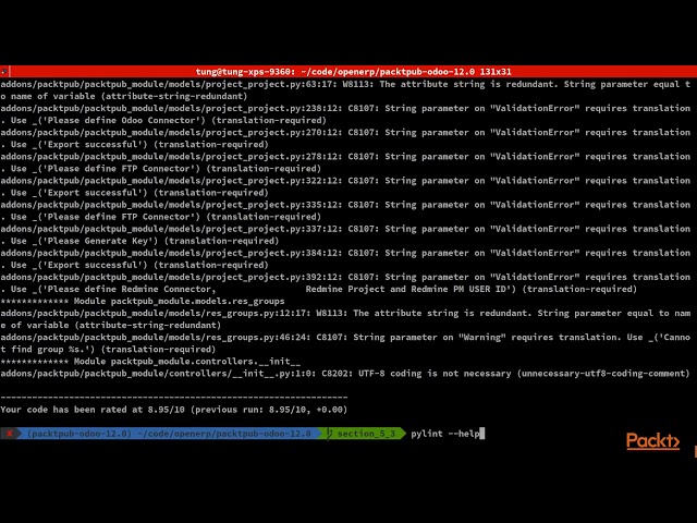 Mastering Odoo 12 Development : Auditing Your Code Before Submitting | packtpub.com