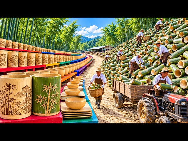 Inside a Massive Bamboo Factory | How Giant Stalks Become Cups, Bowls, Plates & Chopsticks