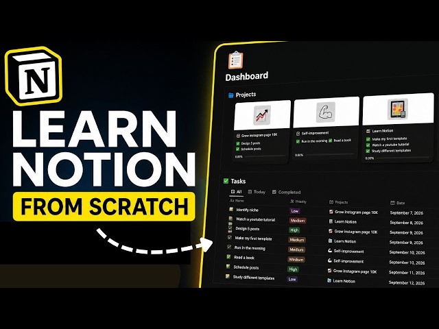 Learn Notion from Scratch + FREE TEMPLATE | Beginner Notion Tutorial