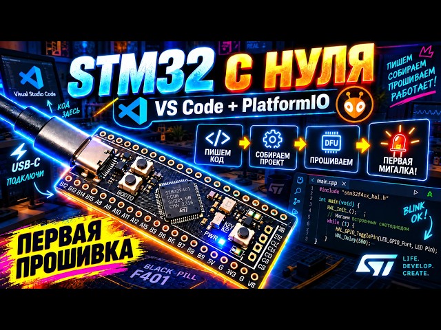 Getting Started with STM32 - Connection/Programming/Flashing WITHOUT a Programmer (VSCode, Platfo...