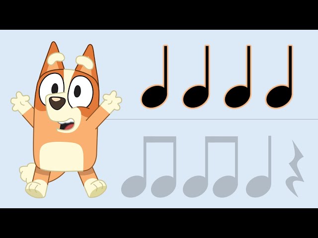 Bluey Rhythm Easy Play Along | 1/4 & 1/8th Notes