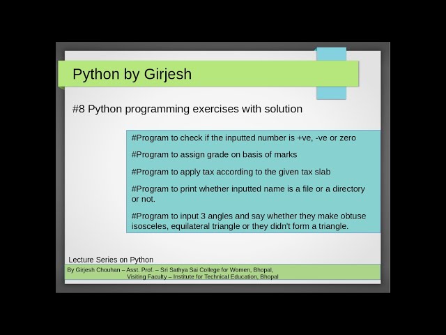 Q.33 to Q.37 Python - Solved Practice Exercises - Conditional Statement if elif else