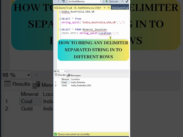 SQL tricks tamil | Learn SQL in tamil | #shorts | STRING_SPLIT in SQL | Split string in sql #sql