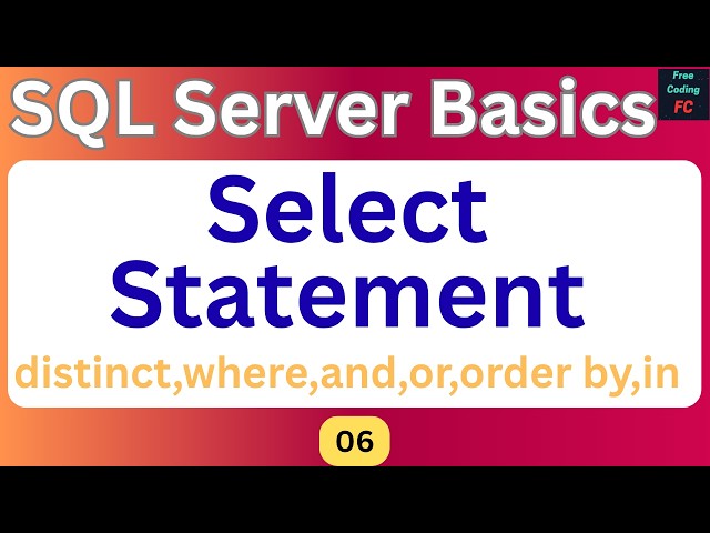 Select Statement in SQL Server | Learn DISTINCT, WHERE, AND, OR, IN, & ORDER BY |