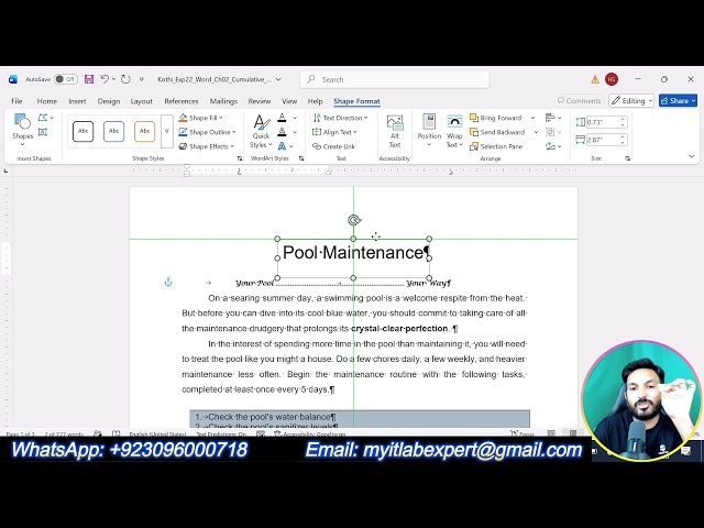 Exp22_Word_Ch02_Cumulative_Pool | Word Chapter 2 Cumulative - Pool  #pool #wordchapter2pool