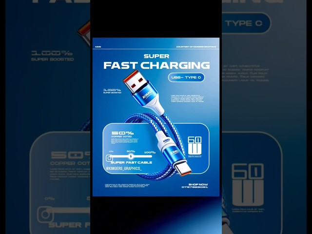 Fast Charger Ad Banner Design Kaise Banaye in Photoshop | Tech Ad Tutorial