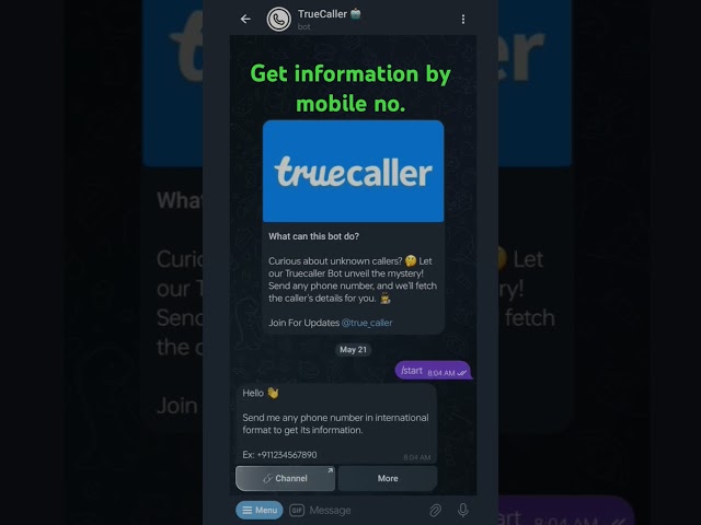Truecaller bot | Mobile no. information #trickywala #trending #tutorial #bot #viral #kpop #like