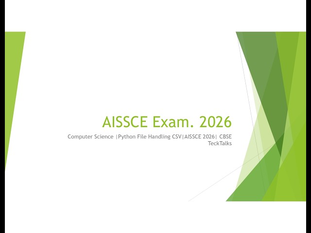 AISSCE 2026| Python CSV File Handling | Append  | CBSE Class 12 Computer Science| CBSE TeckTalks