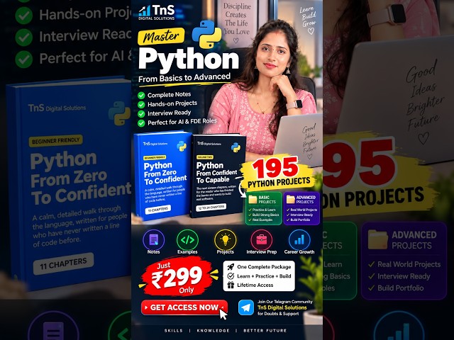 🔥 Master Python from Basics to Advanced + 195 Projects | Complete Python Handbook for ₹299 #python