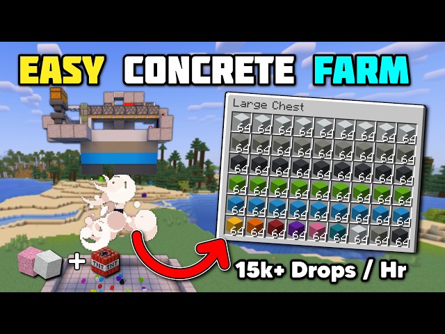 Minecraft Concrete Farm - Easy 15k Concrete per Hour (26.2)